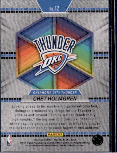 2022-23 Panini Mosaic #12 Chet Holmgren Introductions Mosaic