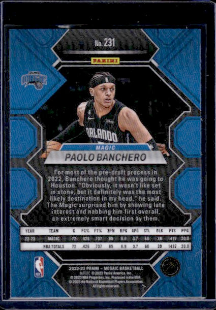 2022-23 Panini Mosaic #231 Paolo Banchero RC