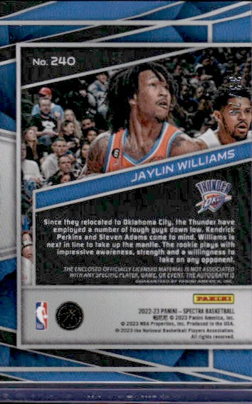 2022-23 Panini Spectra #240 Jaylin Williams RJA Supernova #/75 RC