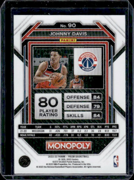 2022-23 Panini Prizm Monopoly #90 Johnny Davis RC