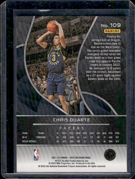 2021-22 Panini Spectra #109 Chris Duarte RC