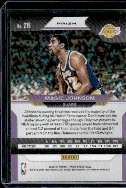 2020-21 Panini Prizm #219 Magic Johnson Choice Blue, Yellow and Green Prizms