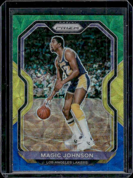 2020-21 Panini Prizm #219 Magic Johnson Choice Blue, Yellow and Green Prizms