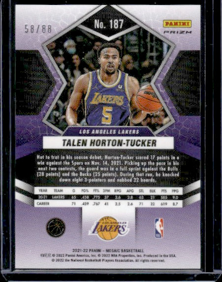 2021-22 Panini Mosaic #187 Talen Horton-Tucker Choice Fusion Red & Yellow #/88