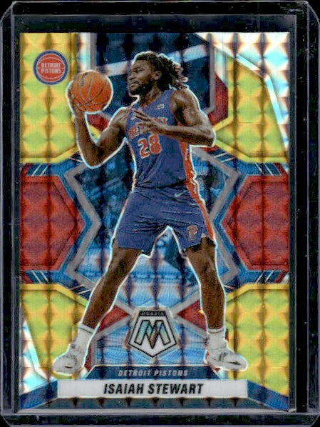 2021-22 Panini Mosaic #71 Isaiah Stewart Choice Fusion Red & Yellow #/88