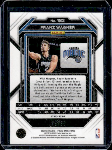 2022-23 Panini Prizm #182 Franz Wagner Prizms Orange Wave #/60