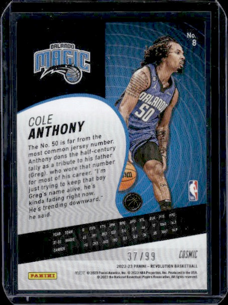 2022-23 Panini Revolution #8 Cole Anthony Cosmic #/99