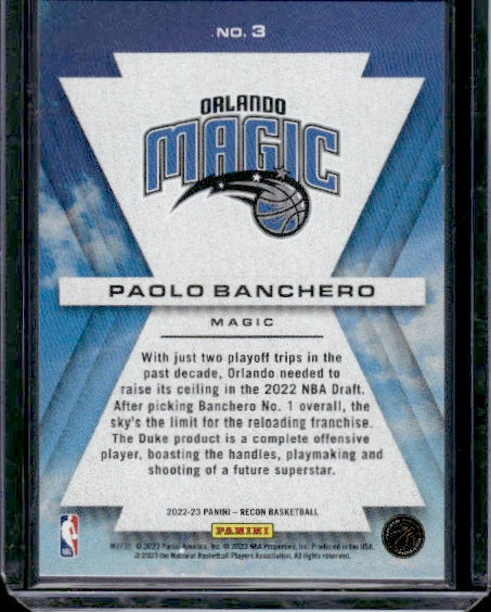 2022-23 Panini Recon #3 Paolo Banchero Sky's the Limit RC