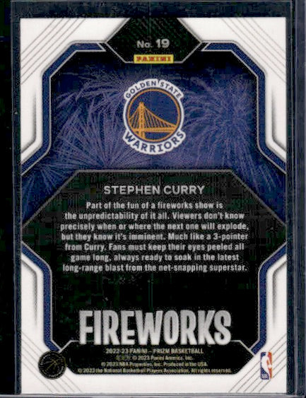 2022-23 Panini Prizm #19 Stephen Curry Fireworks