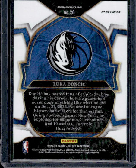 2022-23 Panini Select #51 Luka Doncic Silver Prizms