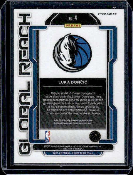 2021-22 Panini Prizm #4 Luka Doncic Global Reach Prizms Silver