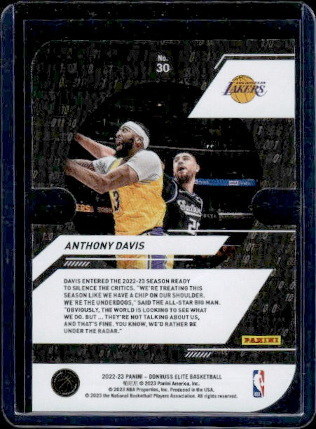 2022-23 Donruss Elite #30 Anthony Davis Power Formulas Orange Die Cut