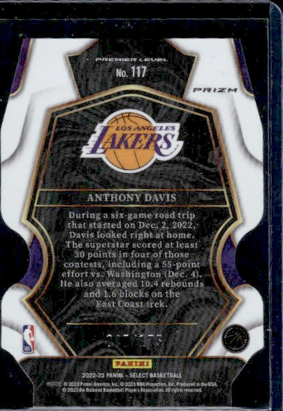 2022-23 Panini Select #117 Anthony Davis Maroon Prizms Die Cut #/175