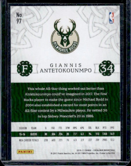 2016-17 Panini Excalibur #97 Giannis Antetokounmpo Count