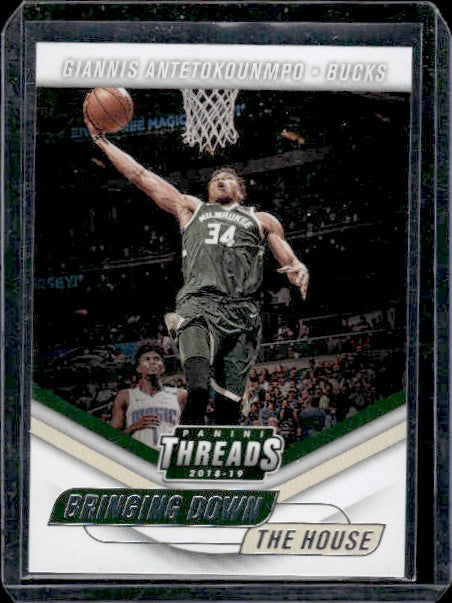 2018-19 Panini Threads #4 Giannis Antetokounmpo Bringing Down the House