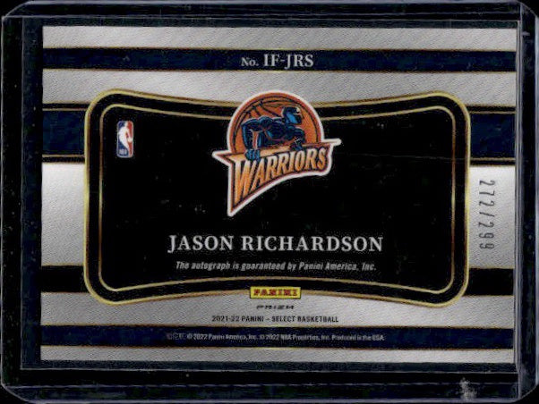 2021-22 Panini Select #IF-JRS Jason Richardson In Flight Signatures #/299 AU,SN