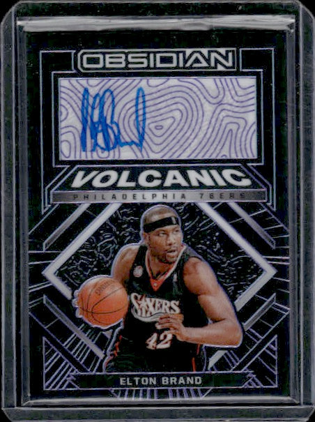 2021-22 Panini Obsidian #VS-ETB Elton Brand Volcanic Auto Etch Purple #/35