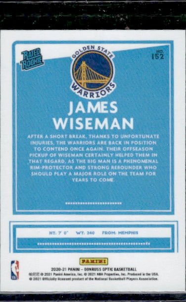 2020-21 Donruss Optic #152 James Wiseman RC