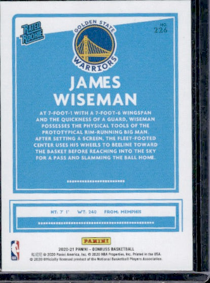 2020-21 Donruss #226 James Wiseman RC