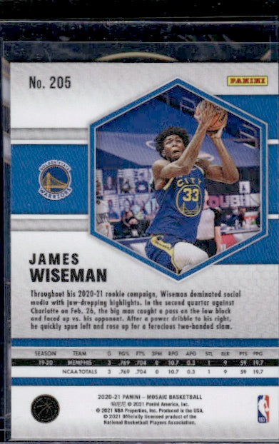 2020-21 Panini Select #62 James Wiseman Silver Prizms