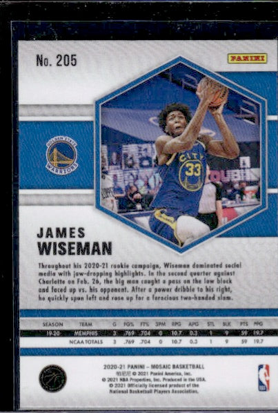 2020-21 Panini Mosaic #205 James Wiseman RC