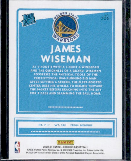 2020-21 Donruss #226 James Wiseman Choice