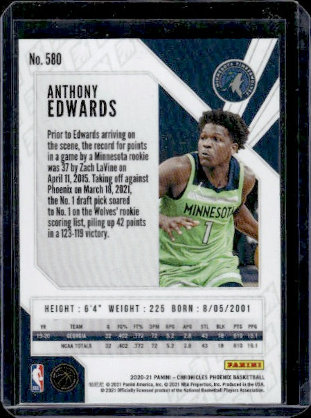 2020-21 Panini Chronicles #580 Anthony Edwards RC