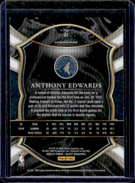 2020-21 Panini Select #61 Anthony Edwards RC