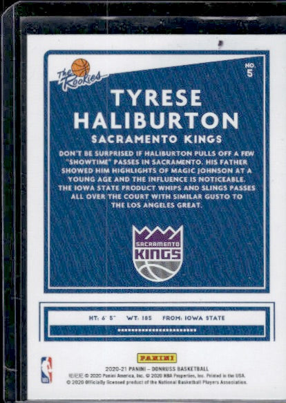 2020-21 Donruss #5 Tyrese Haliburton The Rookies Press Proof RC