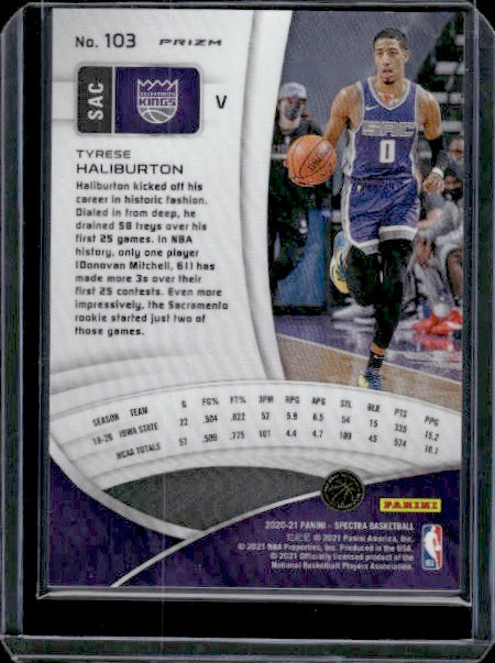 2020-21 Panini Spectra #103 Tyrese Haliburton Silver Variation RC