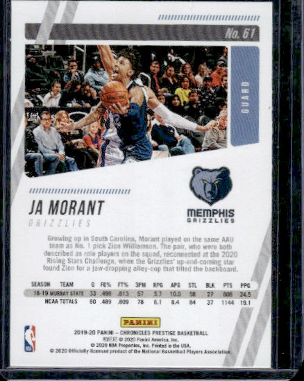 2019-20 Panini Chronicles #61 Ja Morant RC