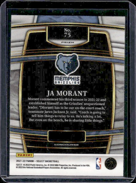 2021-22 Panini Select #75 Ja Morant Silver Prizms