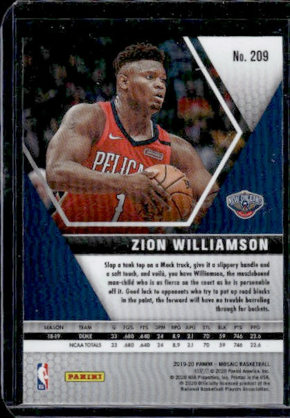 2019-20 Panini Mosaic #209 Zion Williamson Variation RC