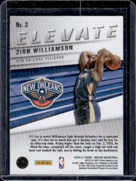 2020-21 Panini Mosaic #3 Zion Williamson Elevate