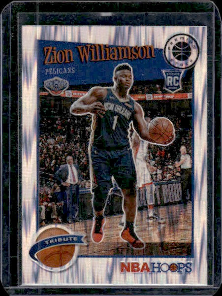 2019-20 Hoops Premium Stock #296 Zion Williamson Prizms Flash RC