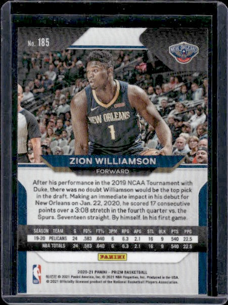 2020-21 Panini Prizm #185 Zion Williamson