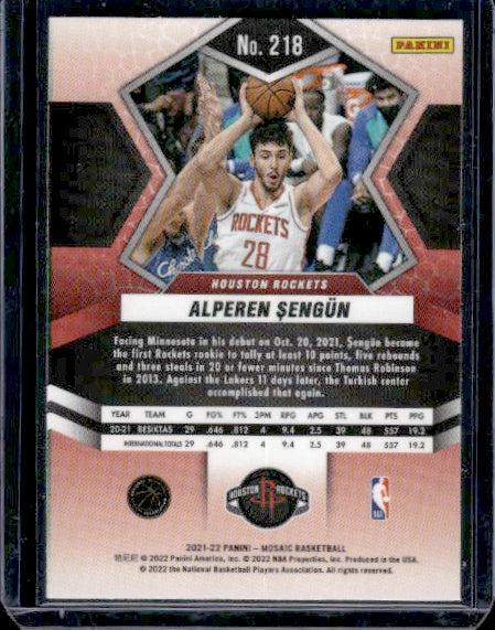 2021-22 Panini Mosaic #218 Alperen Sengun RC