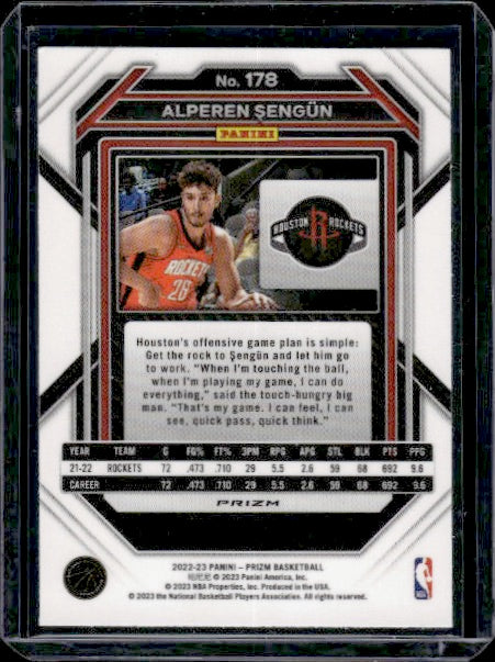 2022-23 Panini Prizm #178 Alperen Sengun Prizms Hyper