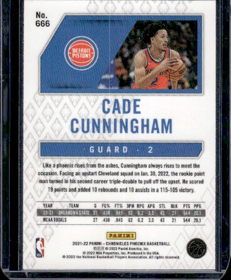 2021-22 Panini Chronicles #666 Cade Cunningham RC