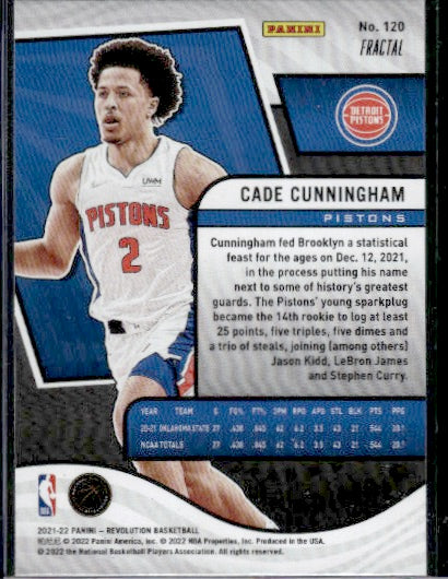 2021-22 Panini Revolution #120 Cade Cunningham Fractal RC