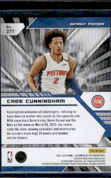 2021-22 Panini Chronicles #377 Cade Cunningham RC