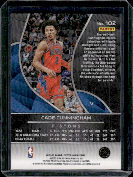 2021-22 Panini Spectra #102 Cade Cunningham Variation RC