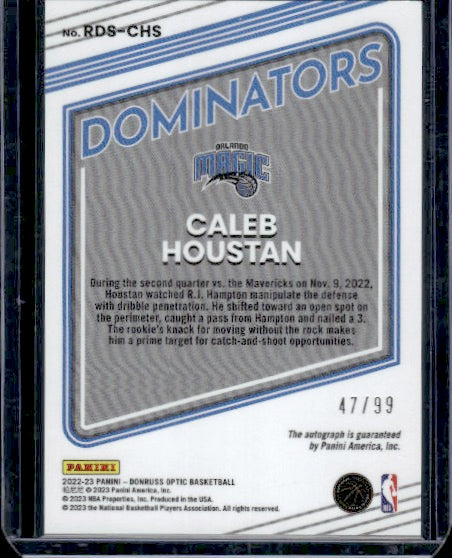 2022-23 Donruss Optic #RDS-CHS Caleb Houstan Rookie Dominators Signatures RC