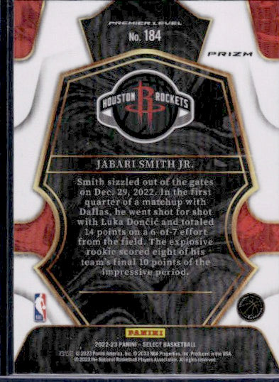 2022-23 Panini Select #184 Jabari Smith Jr. Tri-Color Prizms RC