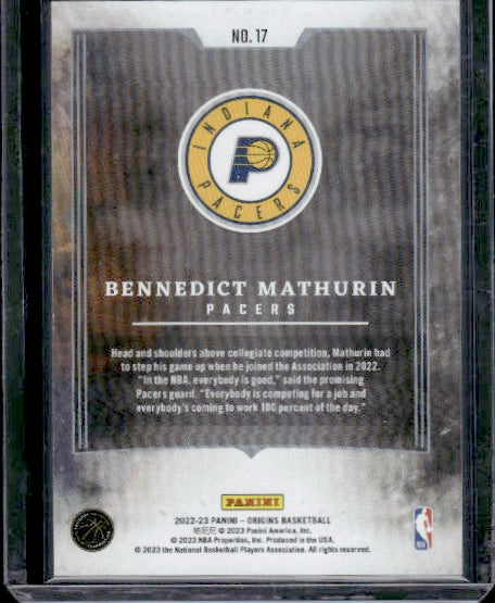 2022-23 Panini Origins #17 Bennedict Mathurin Taking the Leap Pink #/99 RC