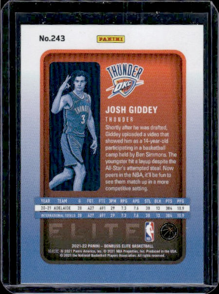 2021-22 Donruss Elite #243 Josh Giddey #/999 RC