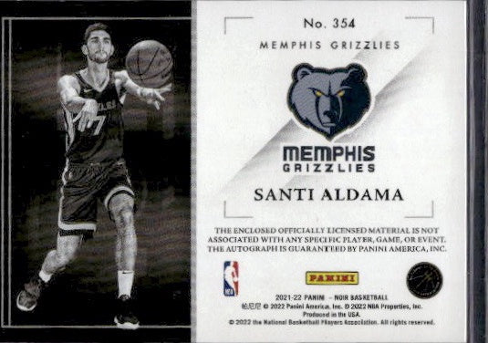 2021-22 Panini Noir #354 Santi Aldama RC