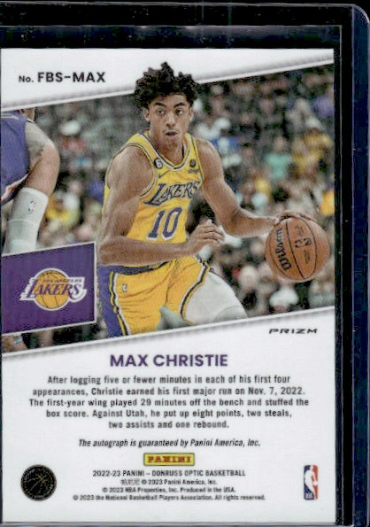 2022-23 Donruss Optic #FBS-MAX Max Christie Fast Break Signatures RC