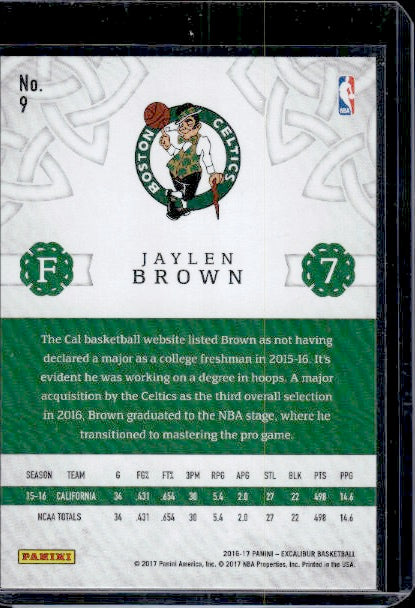 2016-17 Panini Excalibur #9 Jaylen Brown RC