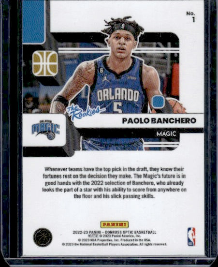 2022-23 Donruss Optic #1 Paolo Banchero The Rookies RC